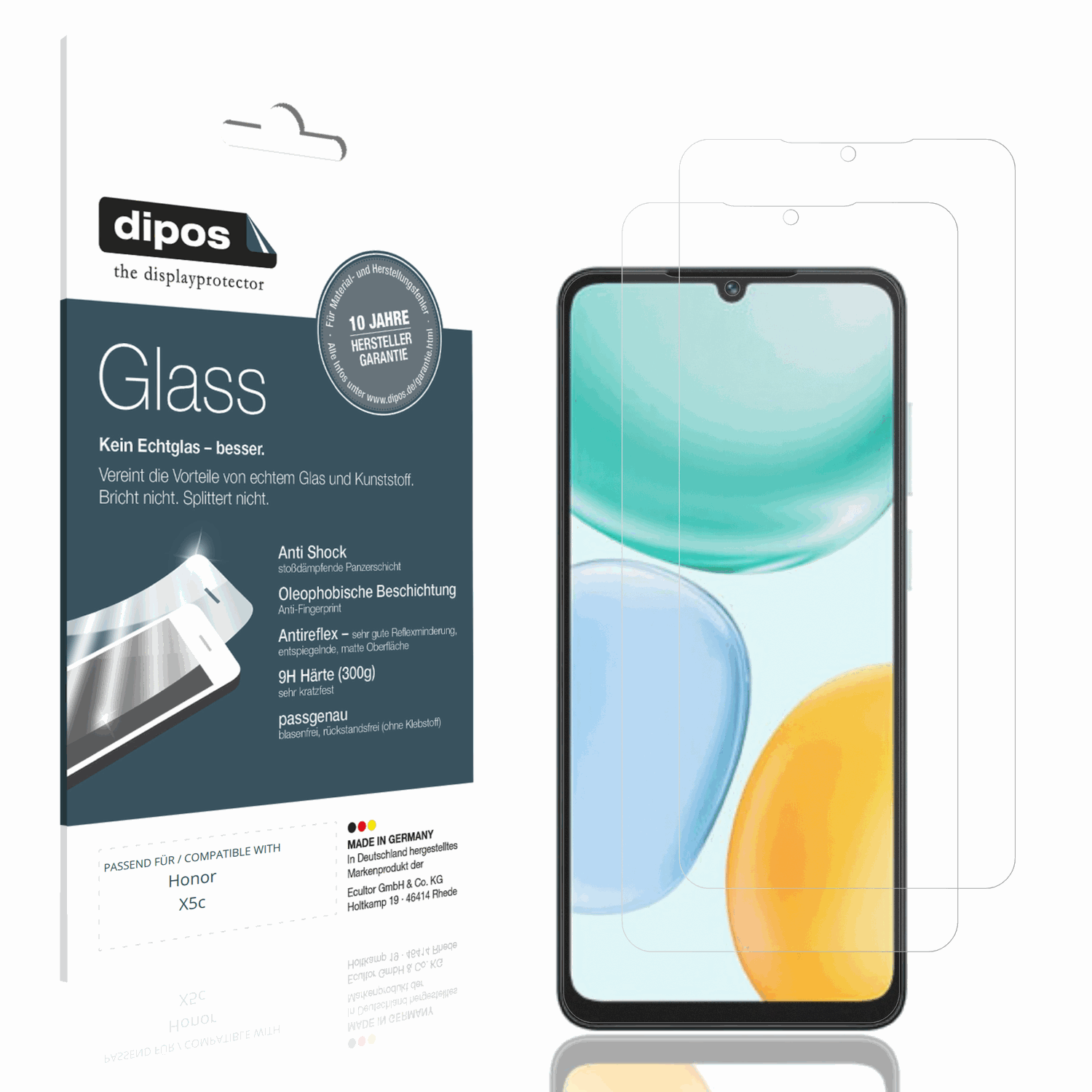 Matte Displayschutzfolie von dipos passend für honorx5c, 9H kratzfest und blasenfrei montiert