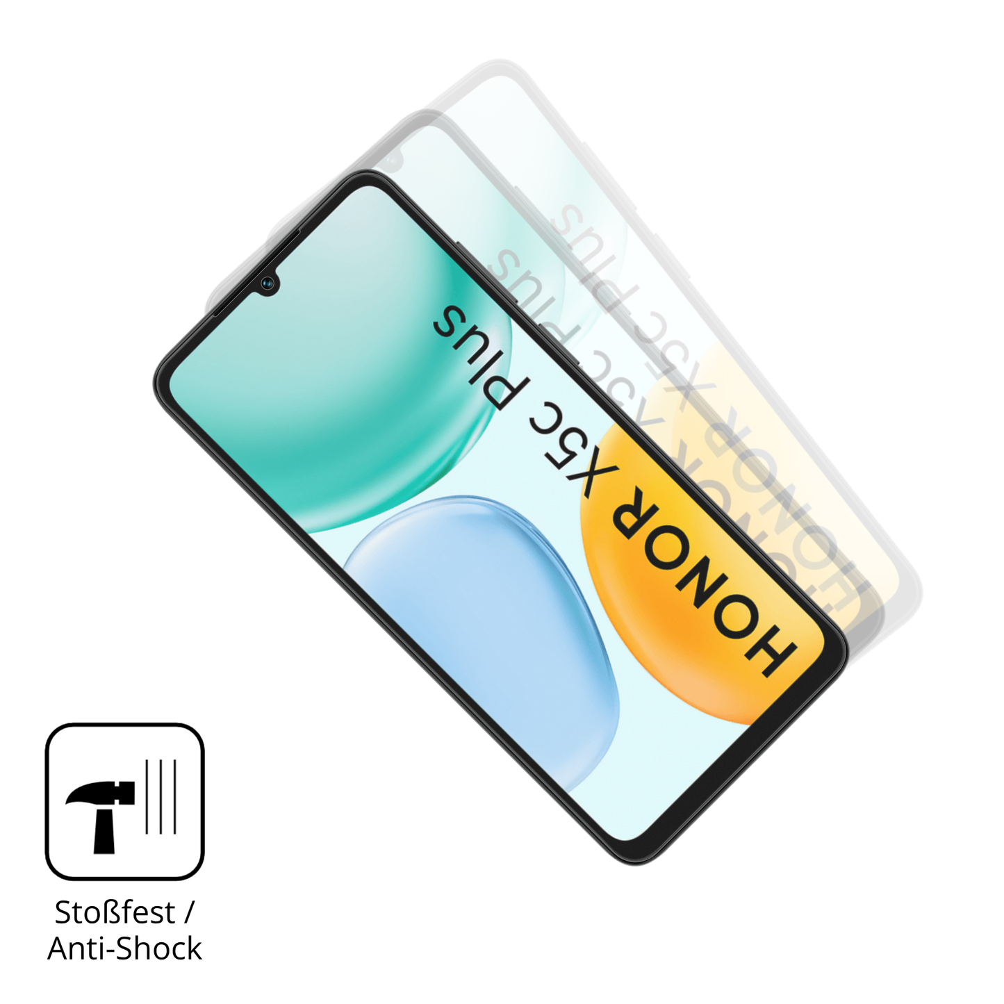 Schutz gegen Kratzer auf dem Honor X5c Plus Glas durch Schlüssel, Stöße gegen die Tischkante oder Stürze