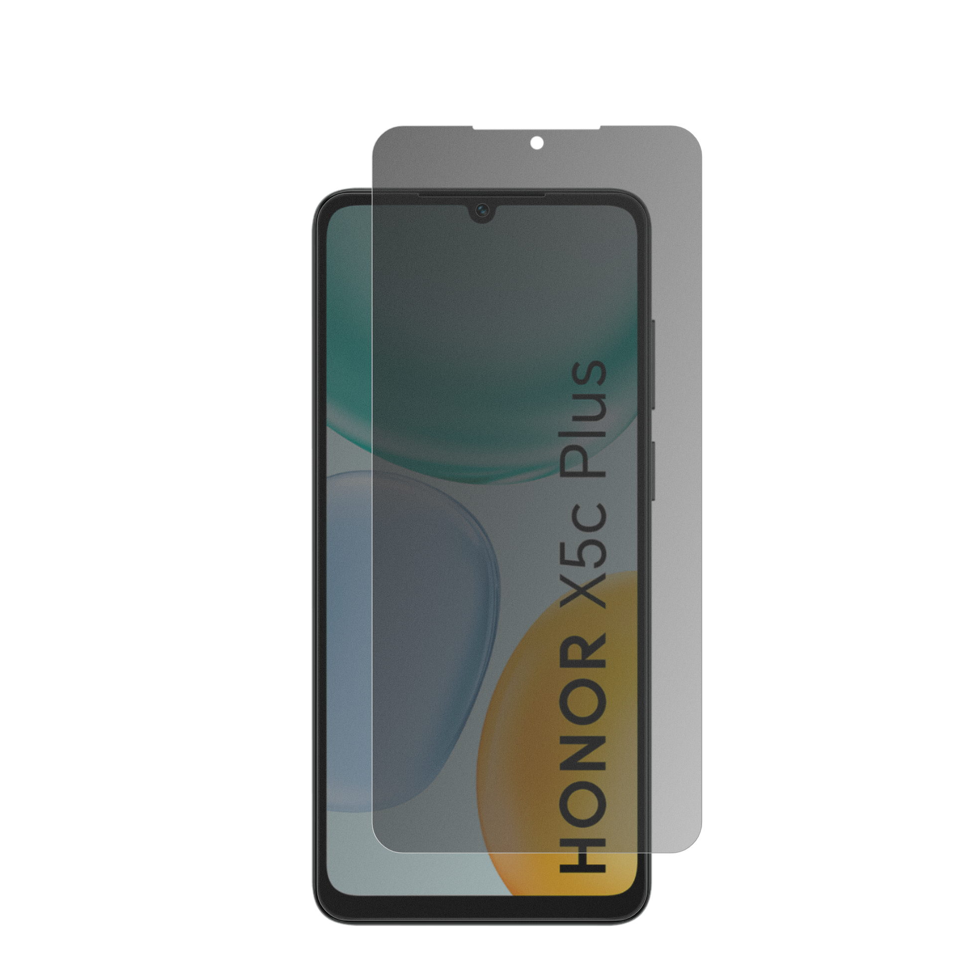 HonorX5c Plus mit aufgebrachter dipos Flex Schutzfolie, die seitliche Einblicke blockiert