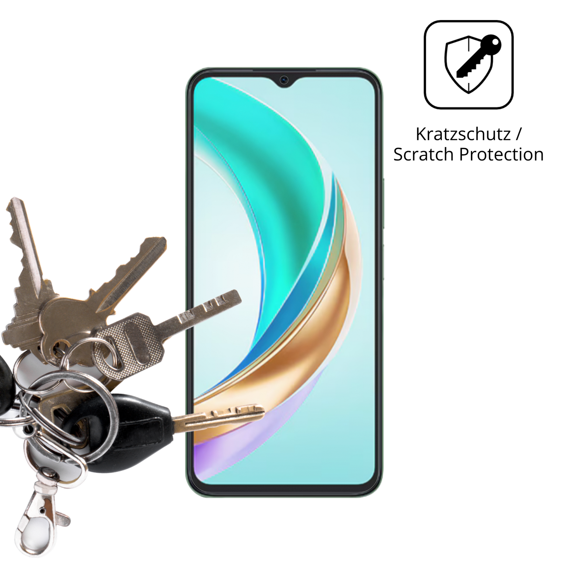 Schutz gegen Kratzer auf dem Honor X6b Plus Glas durch Schlüssel oder Ähnliches
