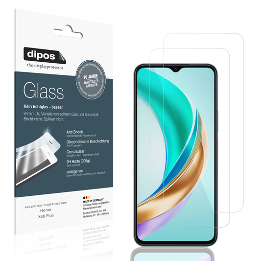 Klare Displayschutzfolie von dipos passend für Honor X6b Plus, 9H kratzfest und blasenfrei montiert