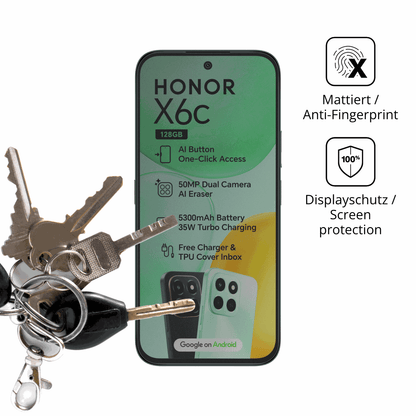 dipos Displayschutz für Honor X6c, mattierte Oberfläche, Blickschutzfilter und perfekter Passform