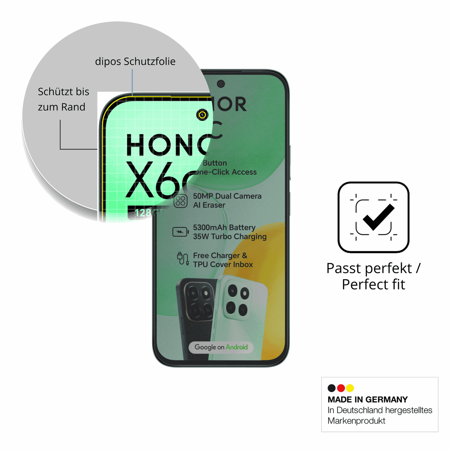 Schutz gegen Kratzer auf dem Honor X6c Glas durch Schlüssel oder Ähnliches