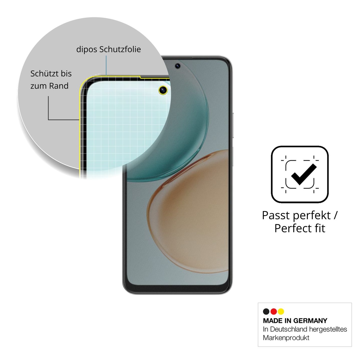 Schutz gegen Kratzer auf dem Honor X7d 4G Glas durch Schlüssel, Stöße gegen die Tischkante oder Stürze