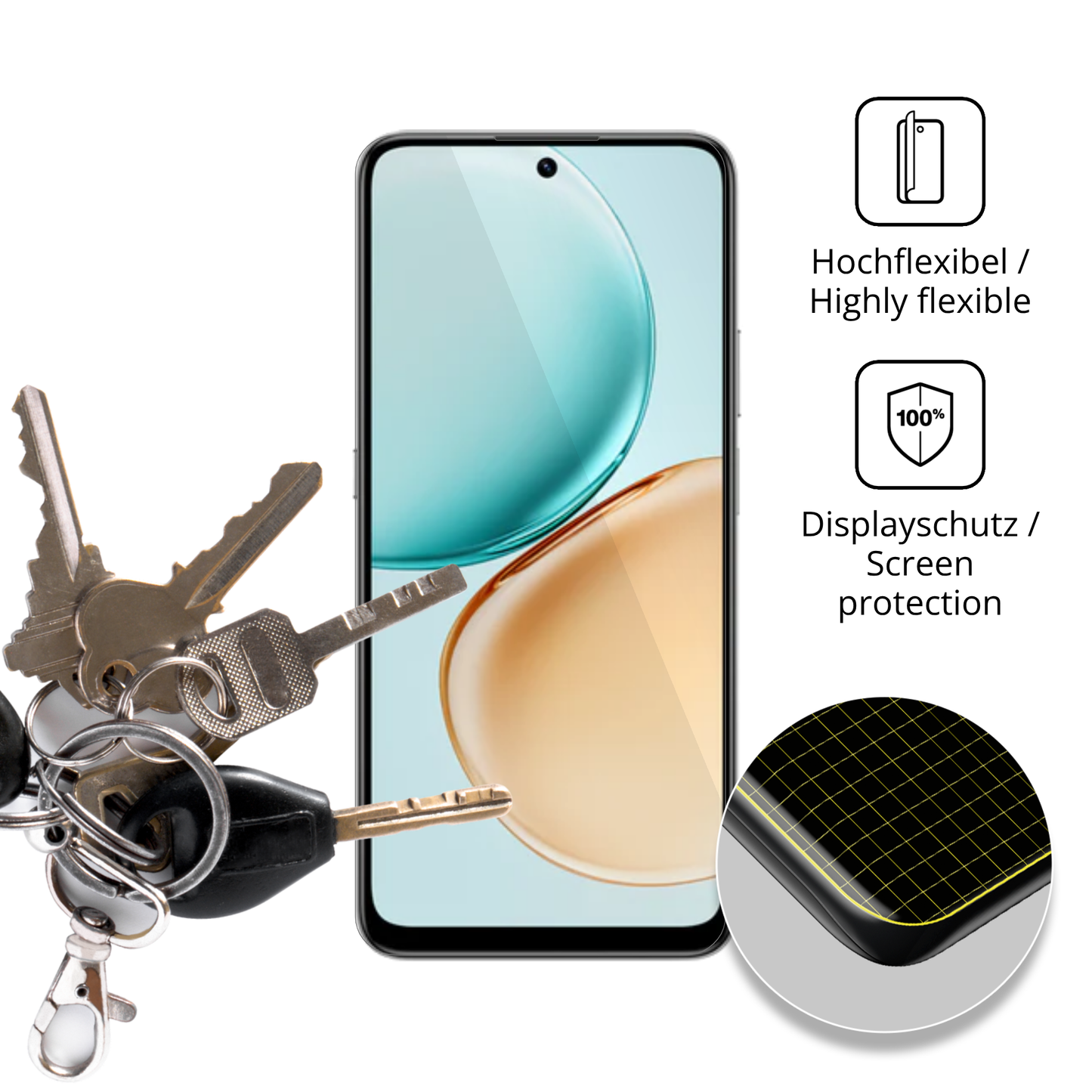 dipos Displayschutz für Honor X7d 4G, transparente Oberfläche, geringe Dicke und perfekte Passform