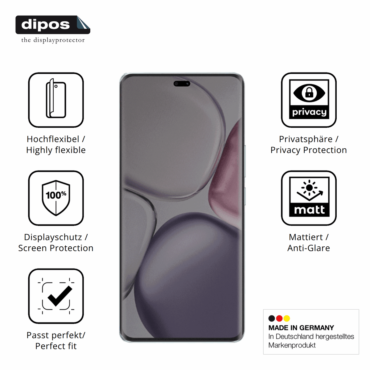 Flexible TPU-Folie passend zugeschnitten für honorx9c plus, mit Privatsphäre-Schutz durch Sichtschutz-Folie