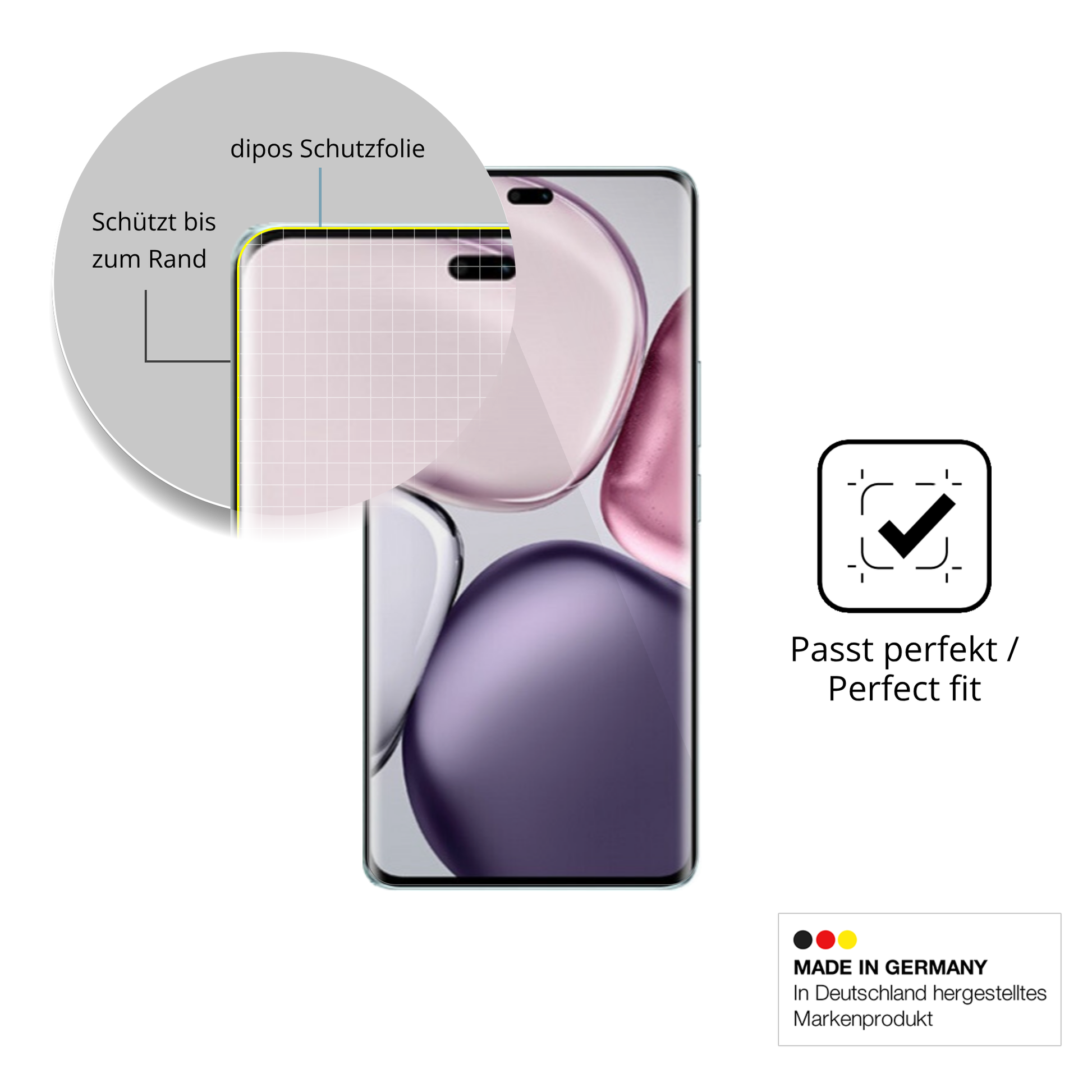 Schutzfolie mit optimaler Passform, zur Verwendung mit Hüllen geeignet