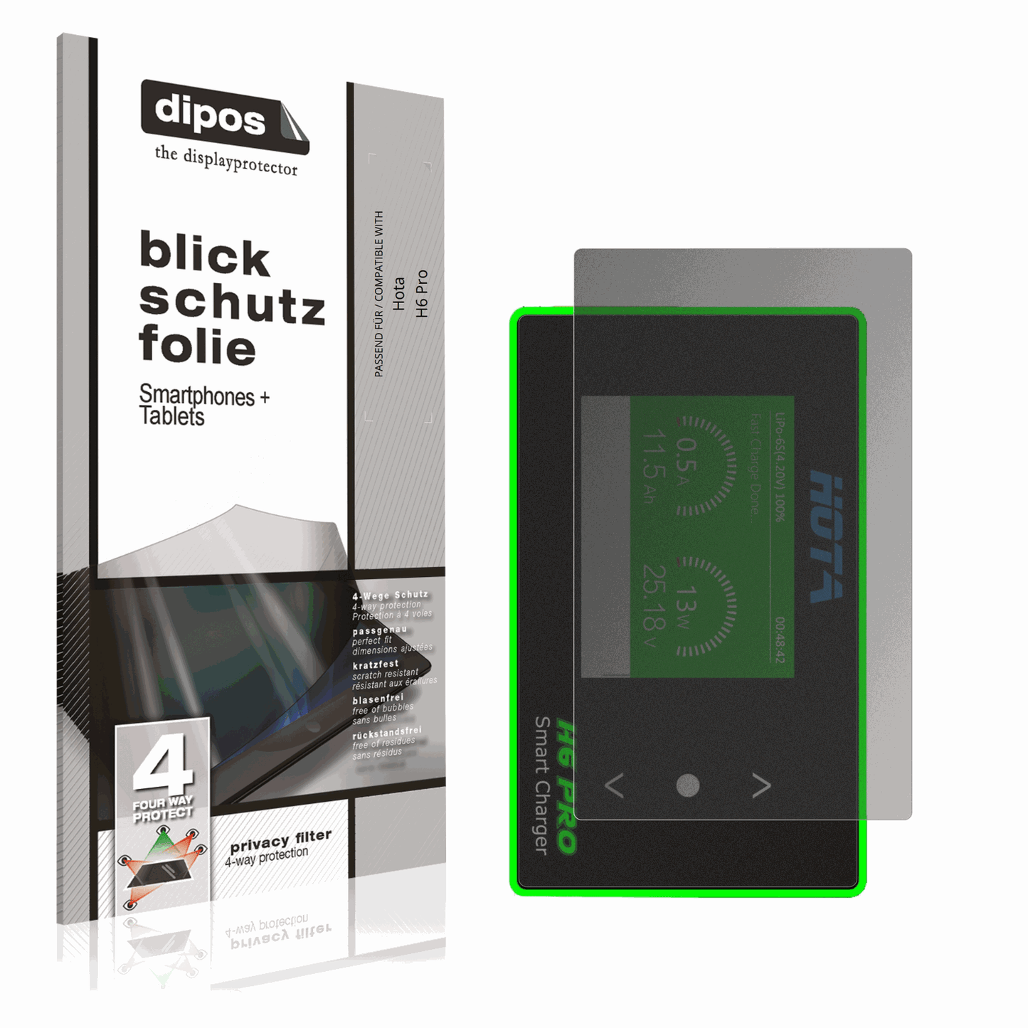 Blickschutzfolie von dipos passend für hotah6 pro, präziser Zuschnitt und blasenfrei montiert