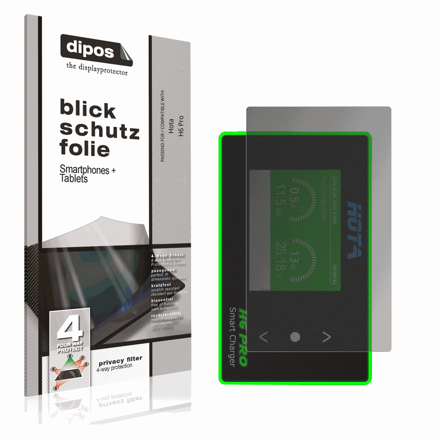Blickschutzfolie von dipos passend für hotah6 pro, präziser Zuschnitt und blasenfrei montiert