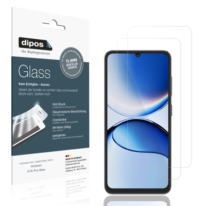 Klare Displayschutzfolie von dipos passend für Hotwav A16 Pro Max, 9H kratzfest und blasenfrei montiert