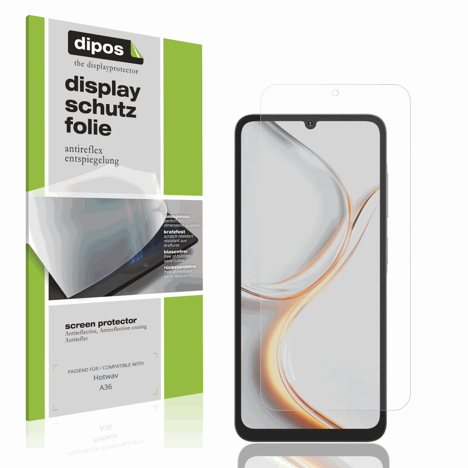 Matte Displayschutzfolie von dipos passend für Hotwav A36, präziser Zuschnitt und blasenfrei montiert
