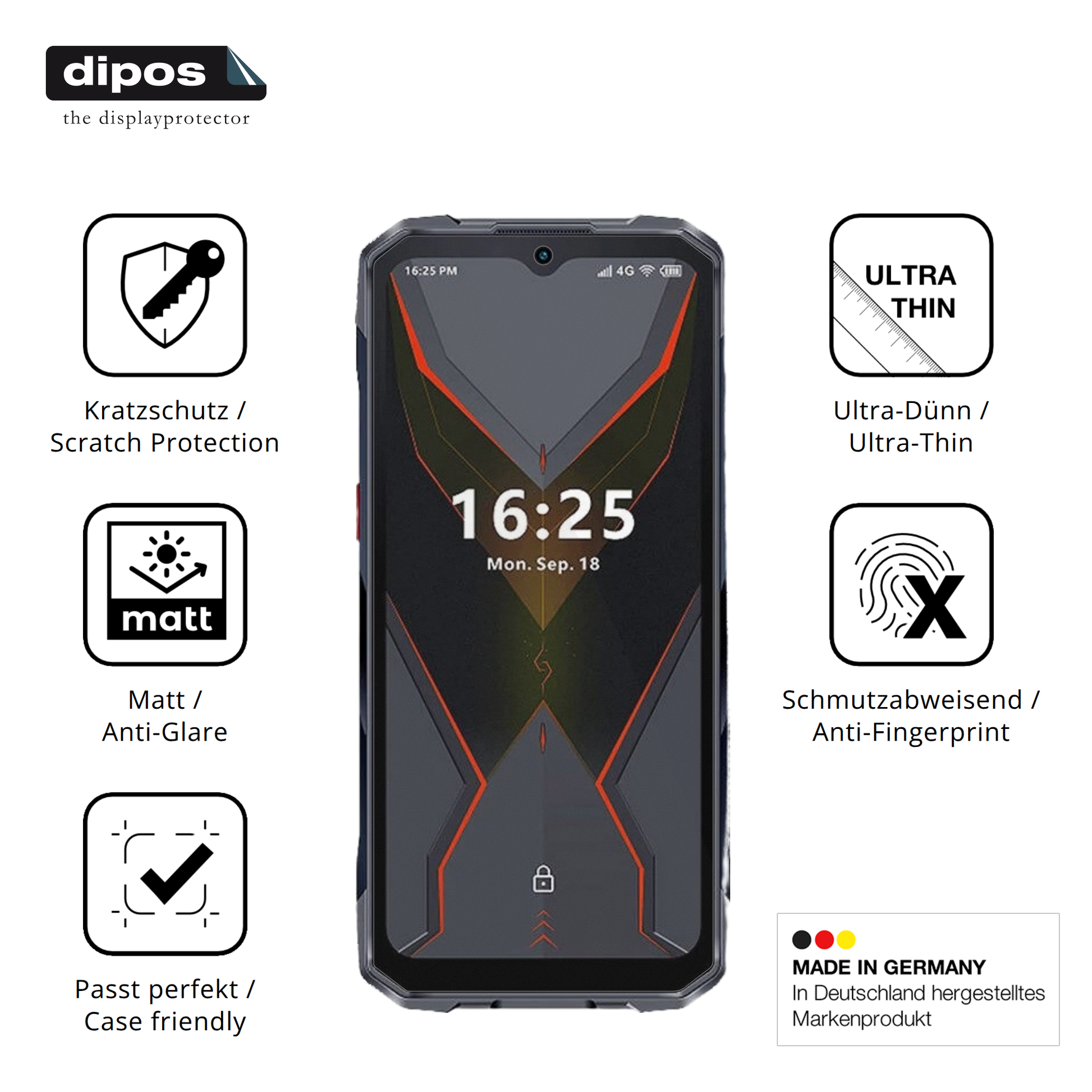 Displayschutz hergestellt in Deutschland, höchste Qualität made in Germany