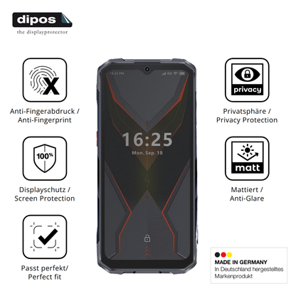 Privatsphäre-Schutz durch Sichtschutz-Folie passend zugeschnitten für Hotwav Cyber 16 Pro