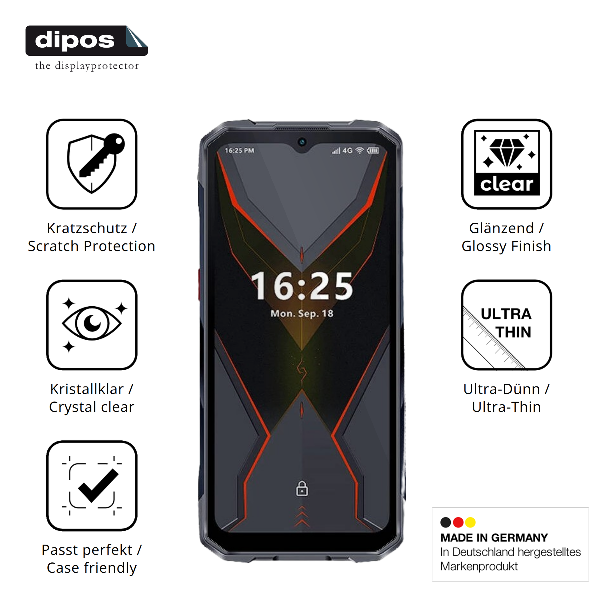 Displayschutz hergestellt in Deutschland, höchste Qualität made in Germany