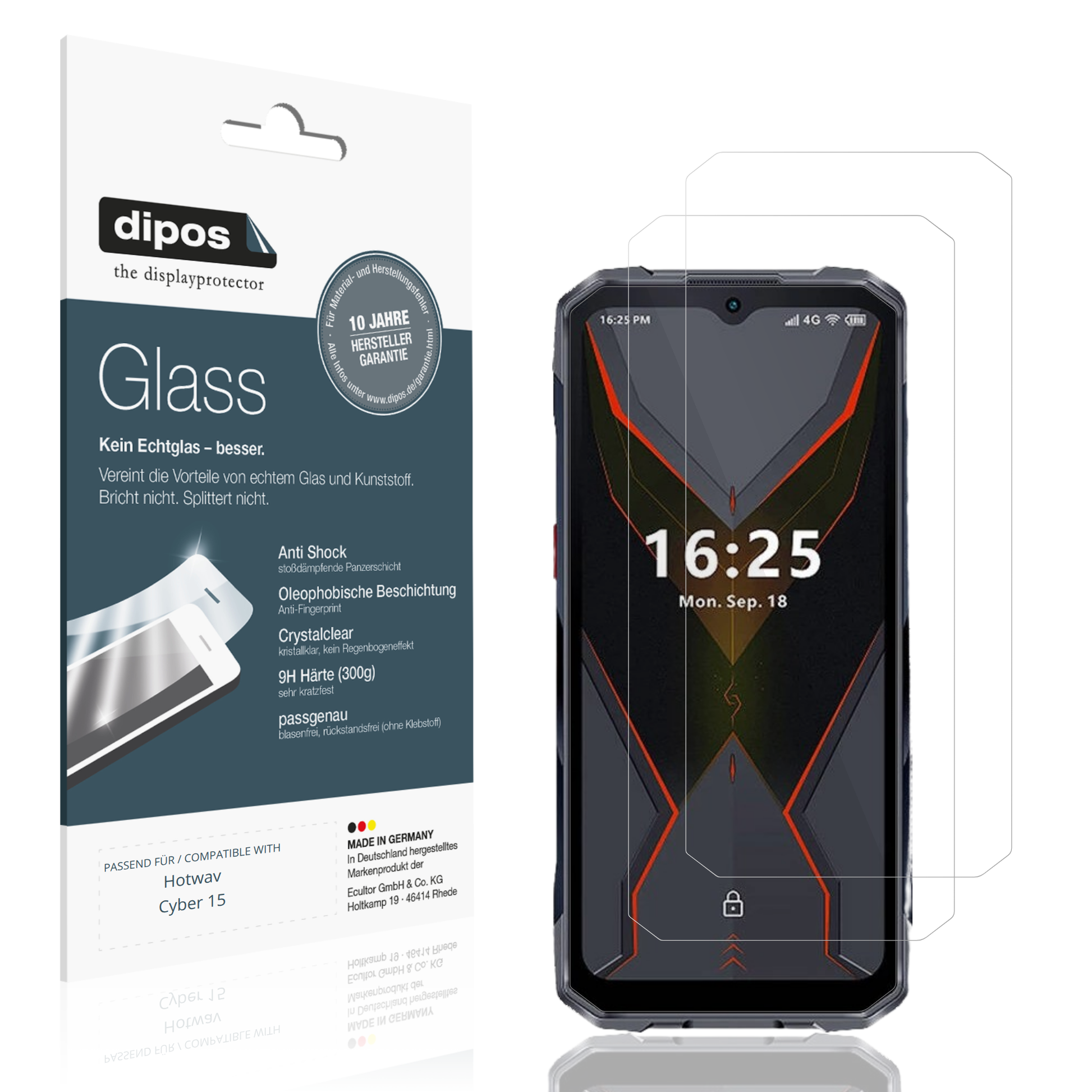 Klare Displayschutzfolie von dipos passend für Hotwav Cyber 15, 9H kratzfest und blasenfrei montiert