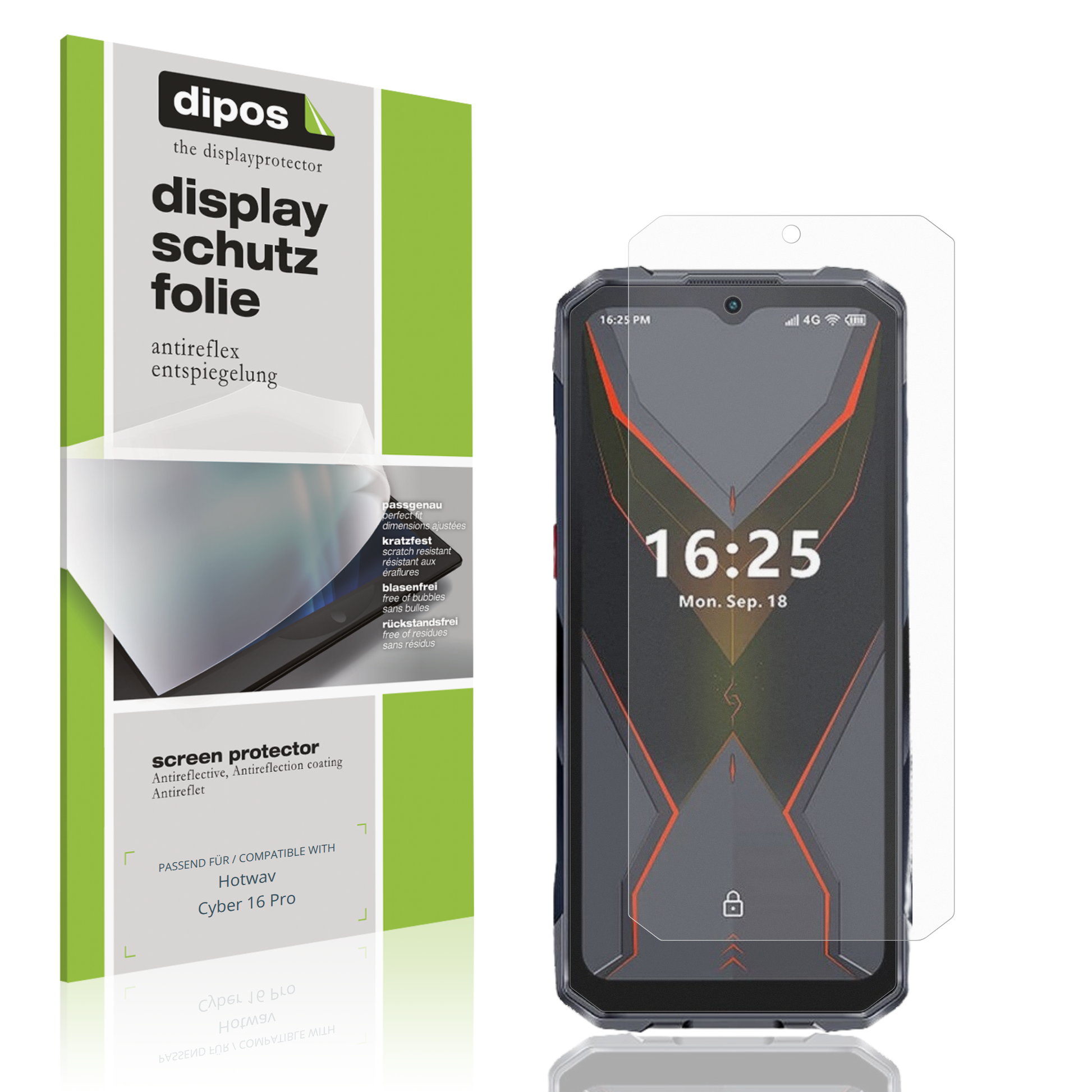 Matte Displayschutzfolie von dipos passend für Hotwav Cyber 16 Pro, präziser Zuschnitt und blasenfrei montiert