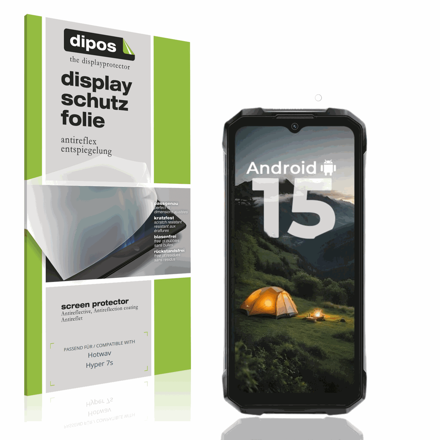 Matte Displayschutzfolie von dipos passend für Hotwav Hyper 7s, präziser Zuschnitt und blasenfrei montiert