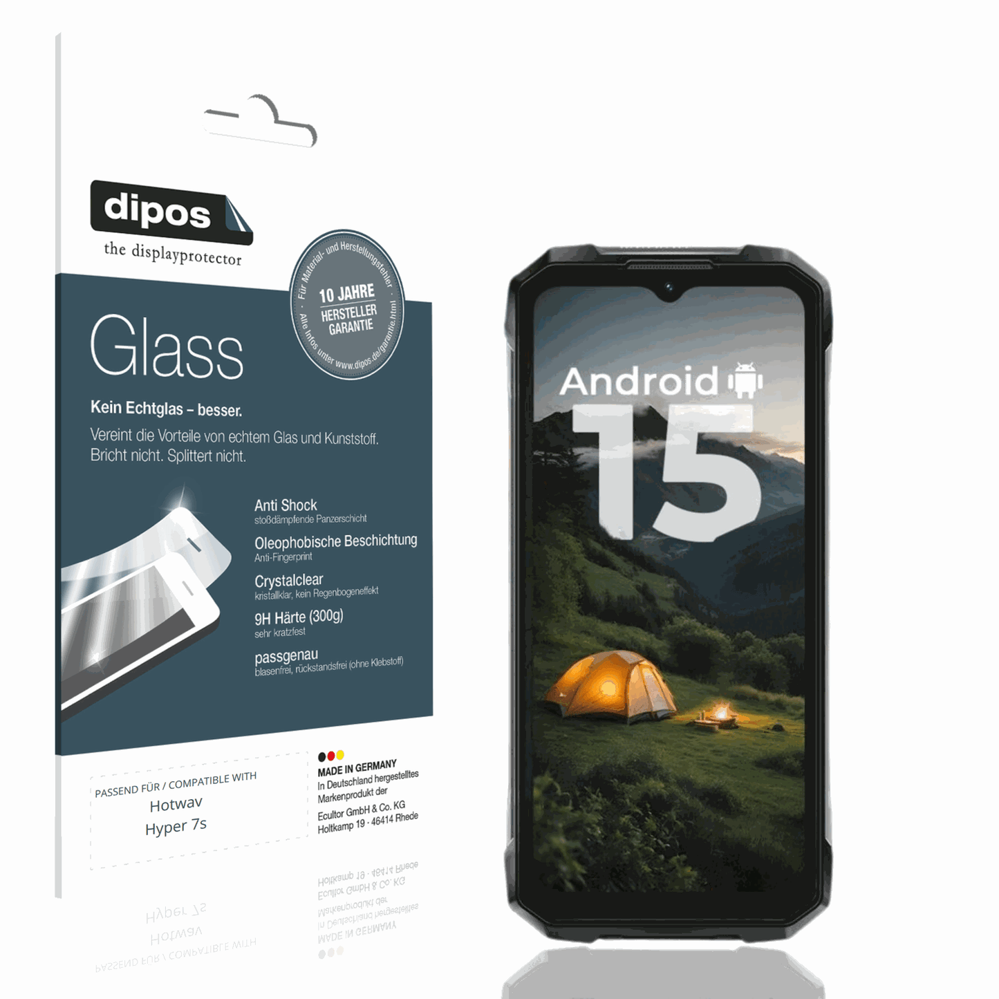 Klare Displayschutzfolie von dipos passend für Hotwav Hyper 7s, 9H kratzfest und blasenfrei montiert