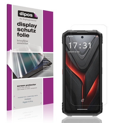 Klare Displayschutzfolie von dipos passend für Hotwav Hyper 8 Pro, präziser Zuschnitt und blasenfrei montiert