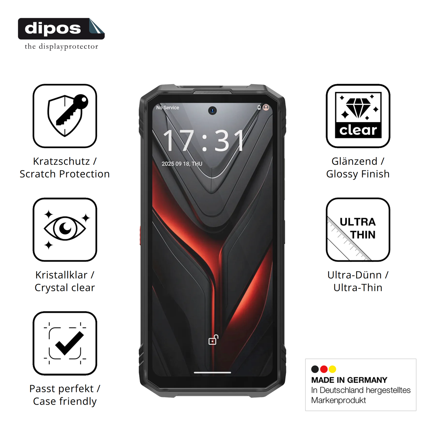 Displayschutz hergestellt in Deutschland, höchste Qualität made in Germany