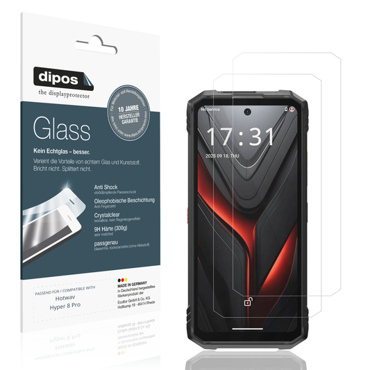 Klare Displayschutzfolie von dipos passend für Hotwav Hyper 8 Pro, 9H kratzfest und blasenfrei montiert