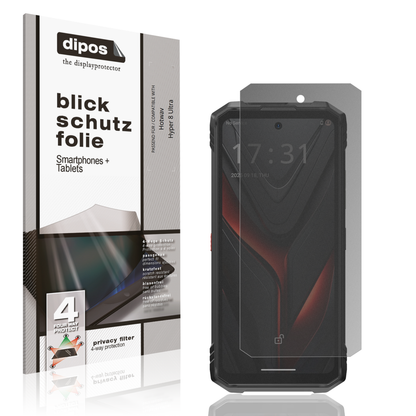 Blickschutzfolie von dipos passend für Hotwav Hyper 8 Ultra, präziser Zuschnitt und blasenfrei montiert