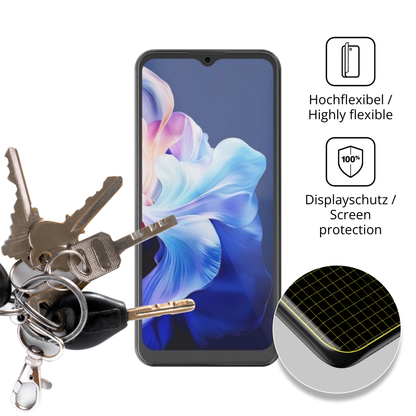 dipos Displayschutz für Hotwav Note 15, transparente Oberfläche, perfekte Passform auch für die Rundungen