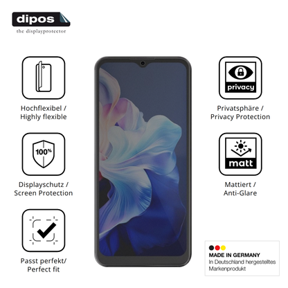 Flexible TPU-Folie passend zugeschnitten für Hotwav Note 15 Pro, mit Privatsphäre-Schutz durch Sichtschutz-Folie