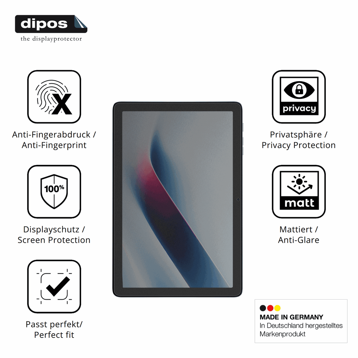Privatsphäre-Schutz durch Sichtschutz-Folie passend zugeschnitten für Hotwav Pad 13 Pro