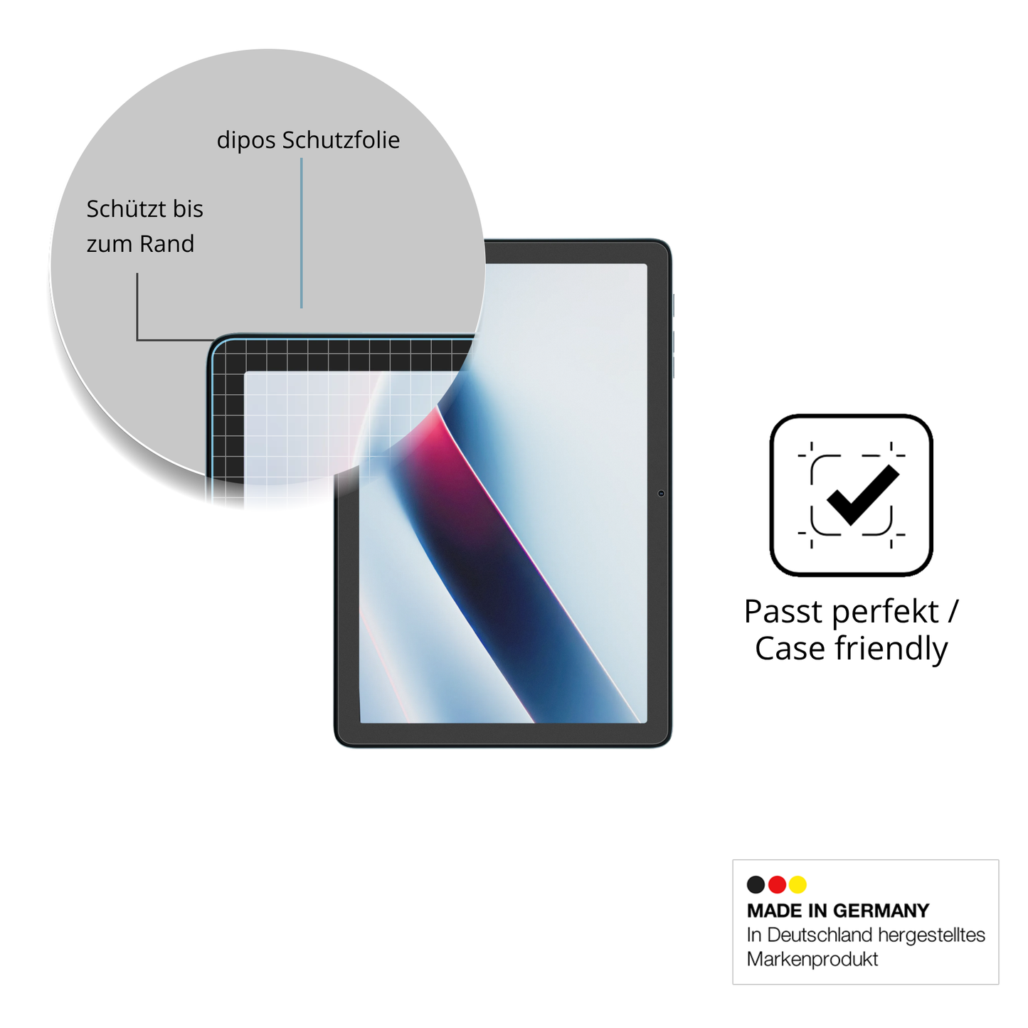 Schutzglasfolie mit optimaler Passform, zur Verwendung mit Hüllen geeignet