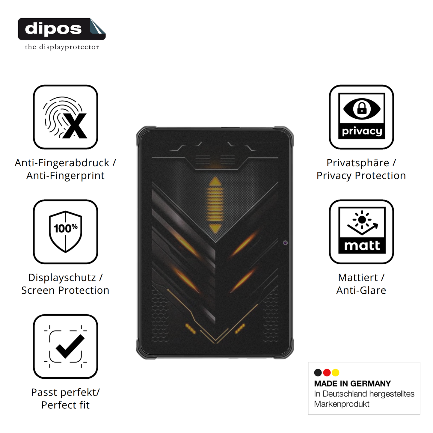 Privatsphäre-Schutz durch Sichtschutz-Folie passend zugeschnitten für Hotwav R6 Pro