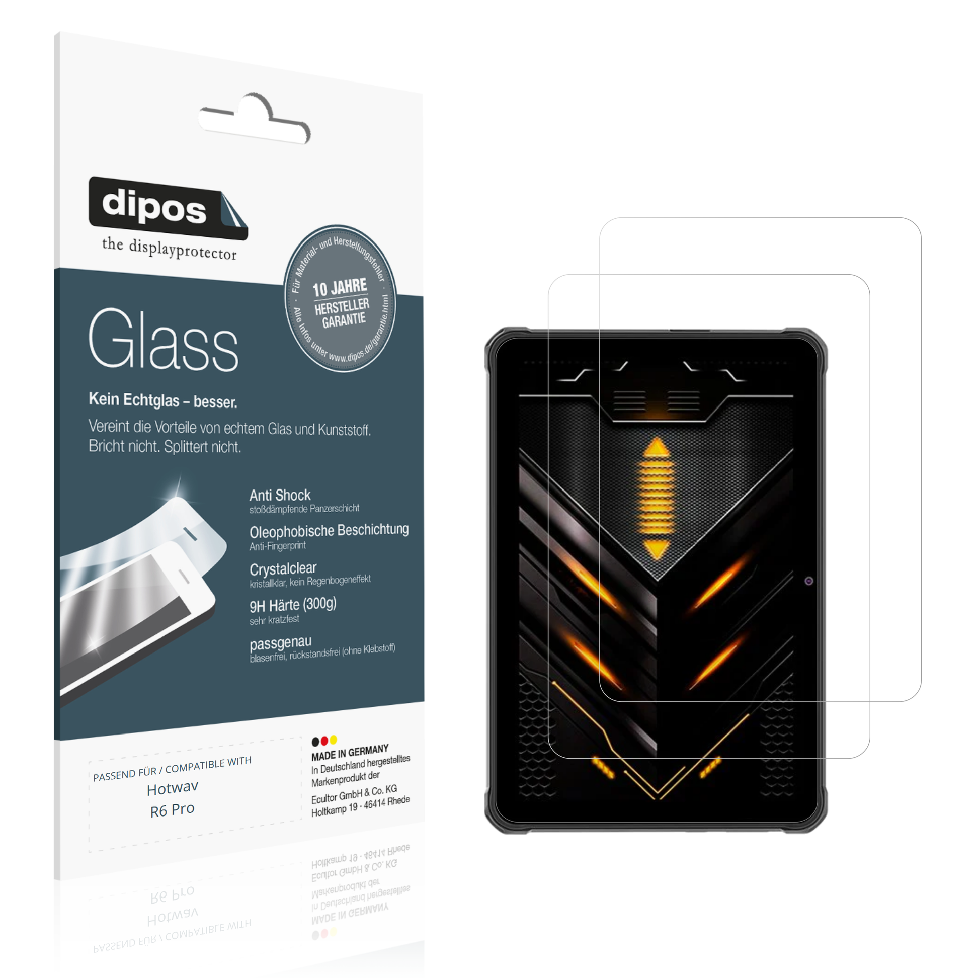 Klare Displayschutzfolie von dipos passend für Hotwav R6 Pro, 9H kratzfest und blasenfrei montiert