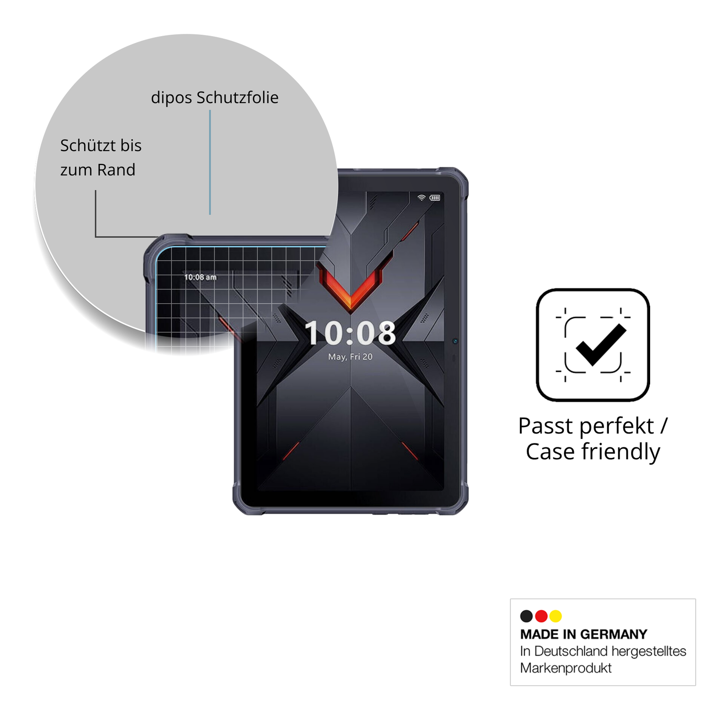 Besonders flexibler Displayschutz mit Anti-Shock-Schicht im Materialmix