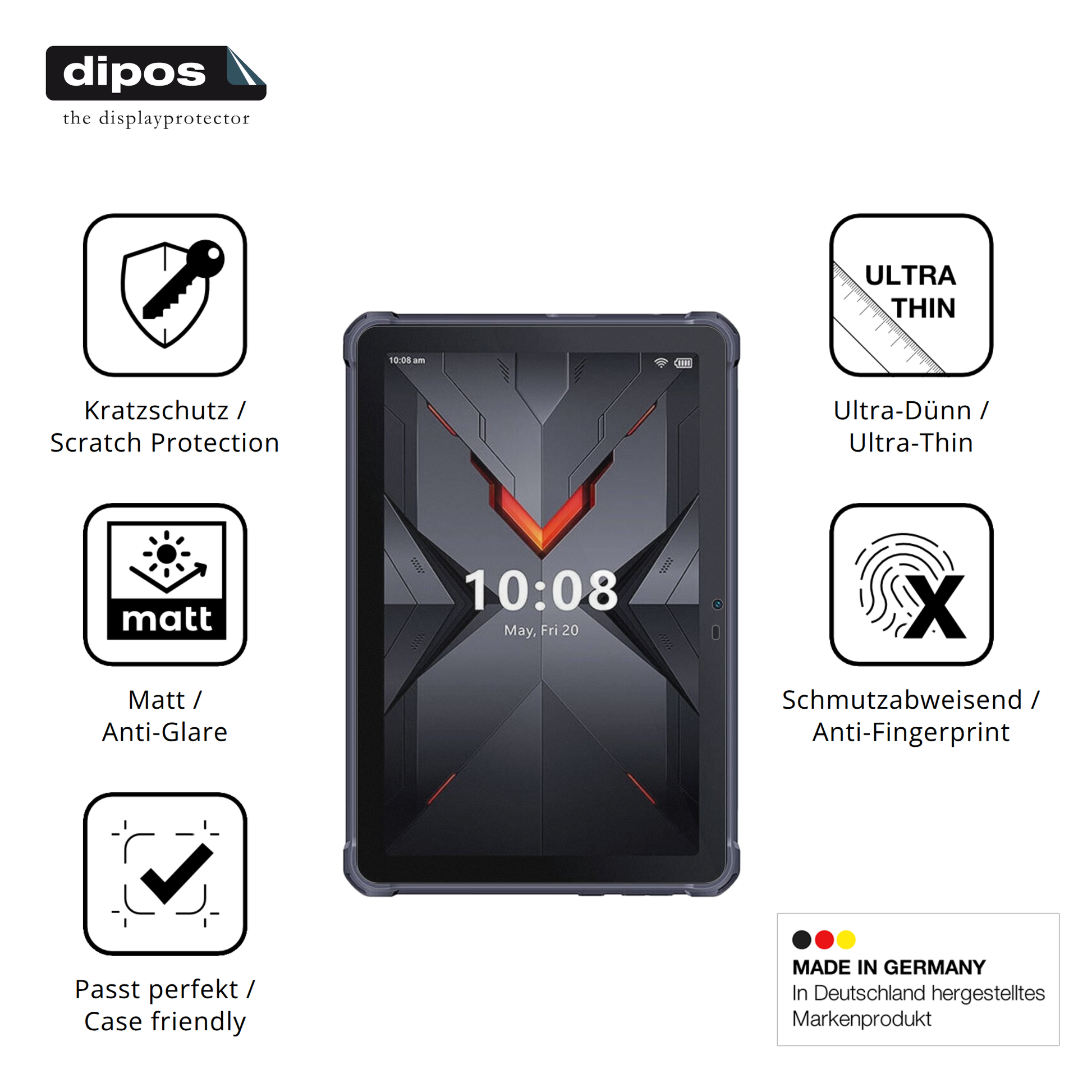 Displayschutz hergestellt in Deutschland, höchste Qualität made in Germany