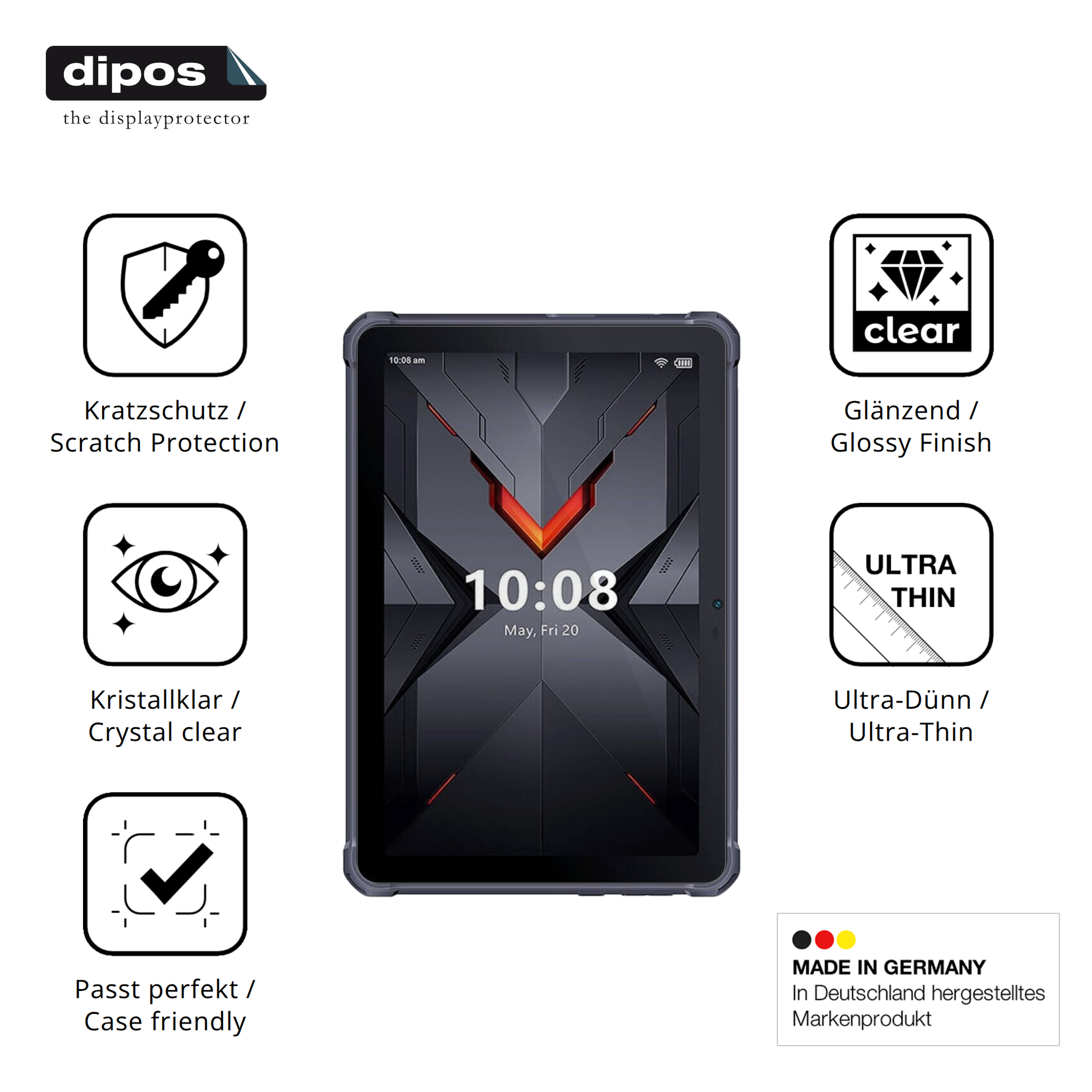 Displayschutz hergestellt in Deutschland, höchste Qualität made in Germany