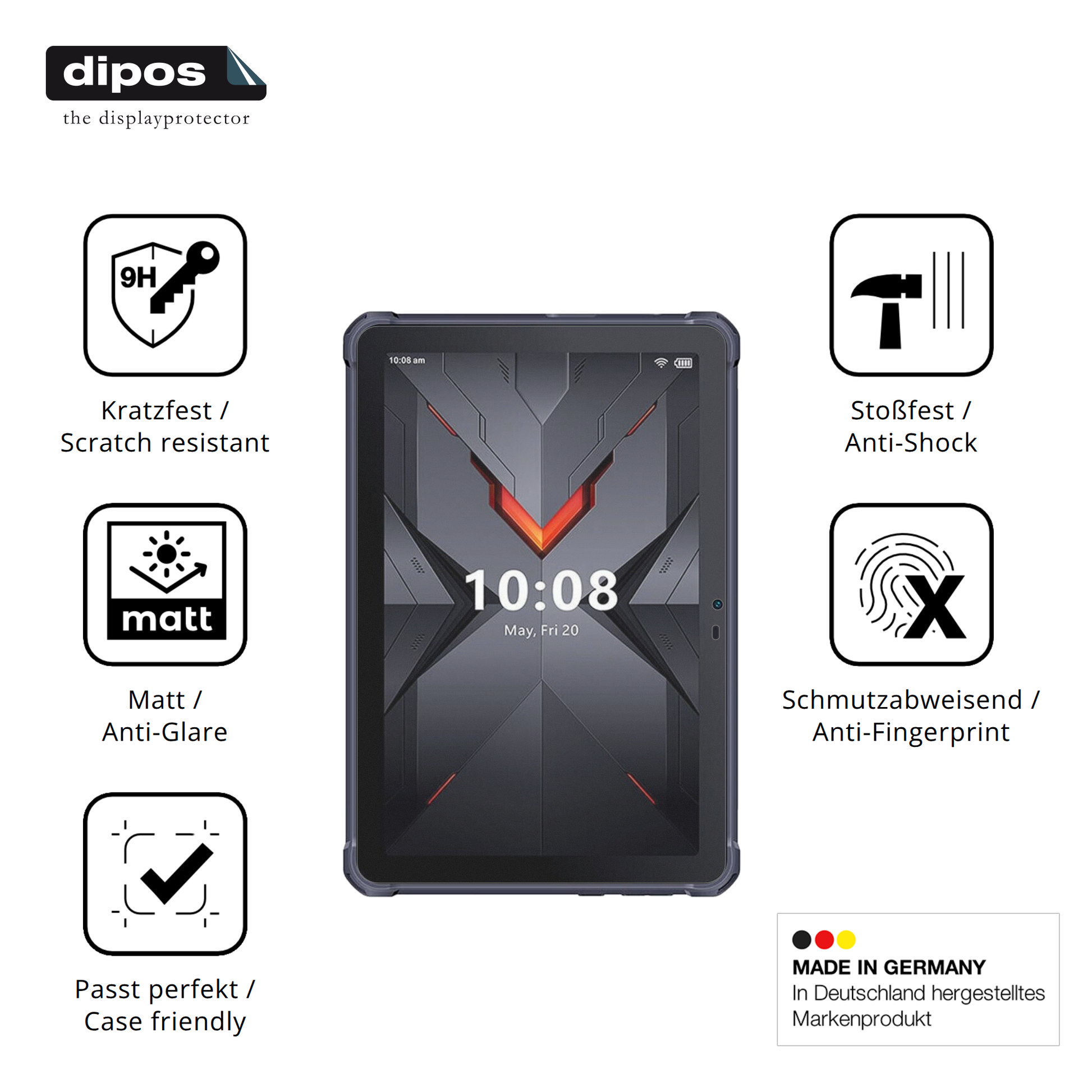 Displayschutz hergestellt in Deutschland, höchste Qualität made in Germany