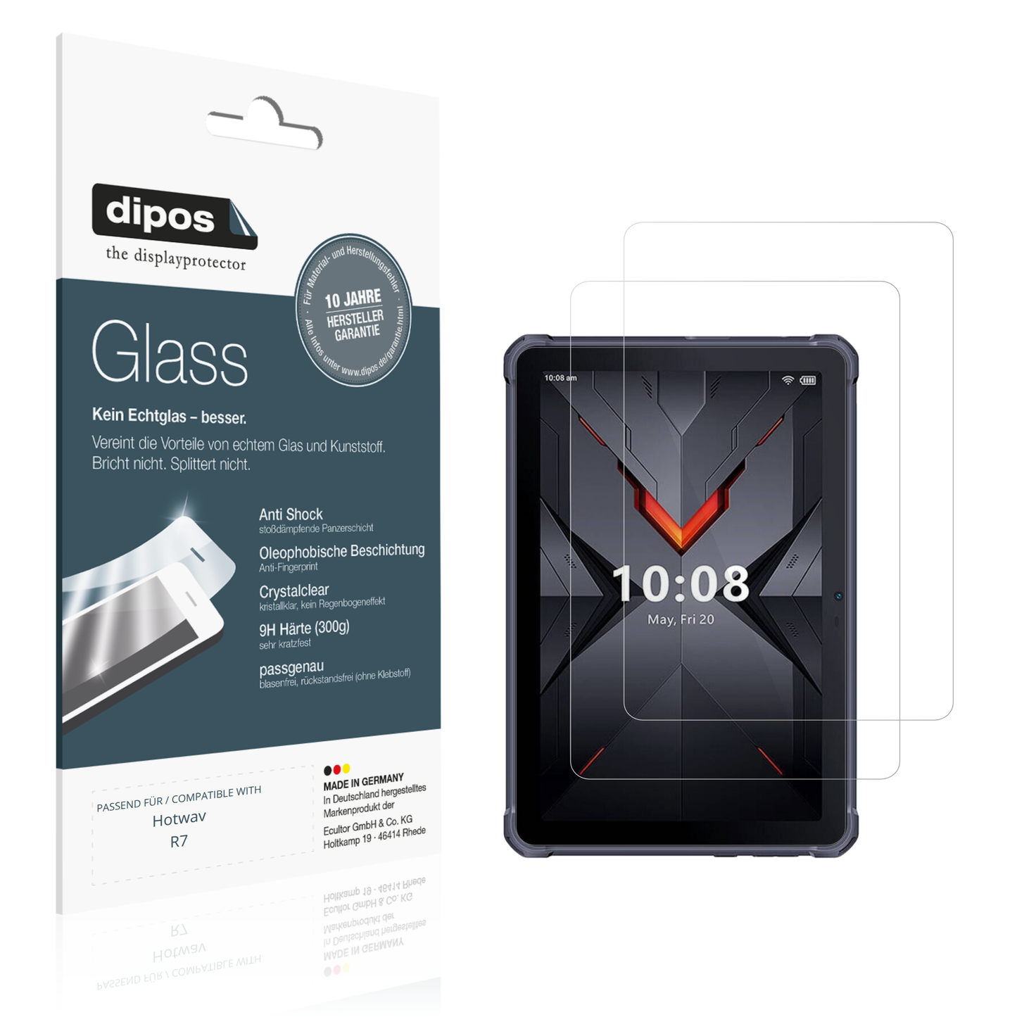 Klare Displayschutzfolie von dipos passend für Hotwav R7, 9H kratzfest und blasenfrei montiert