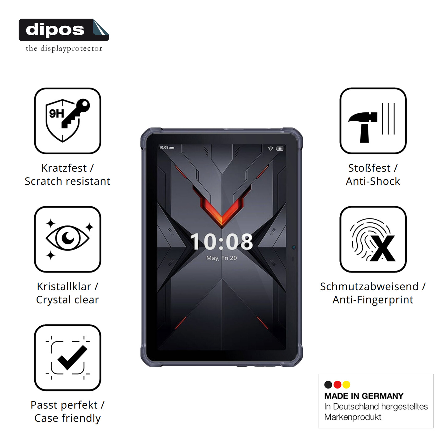 Displayschutz hergestellt in Deutschland, höchste Qualität made in Germany