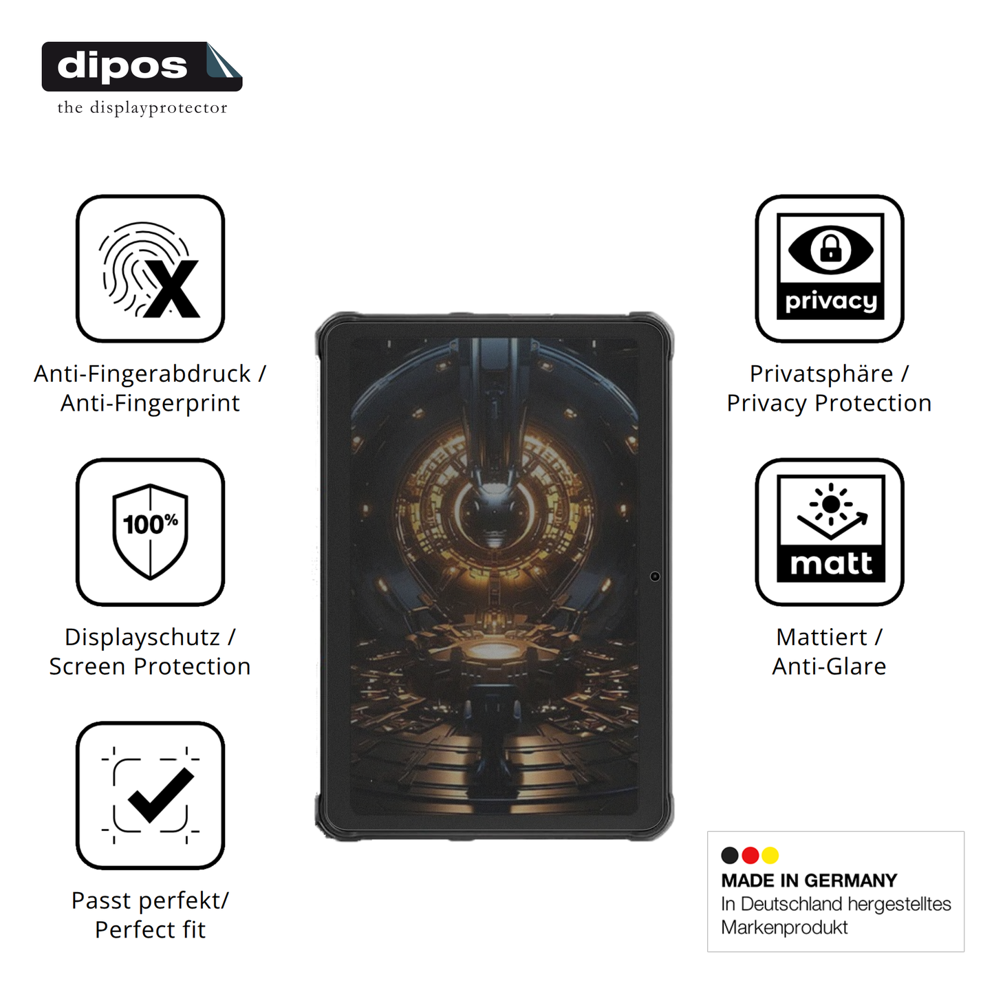 Privatsphäre-Schutz durch Sichtschutz-Folie passend zugeschnitten für Hotwav R8