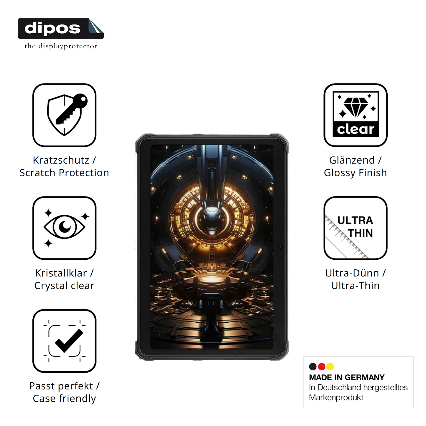 Displayschutz hergestellt in Deutschland, höchste Qualität made in Germany
