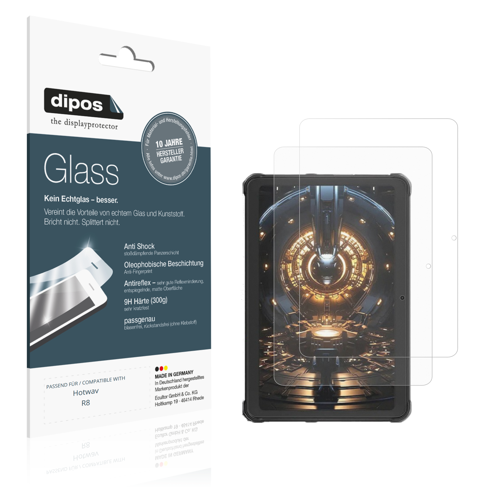 Matte Displayschutzfolie von dipos passend für Hotwav R8, 9H kratzfest und blasenfrei montiert