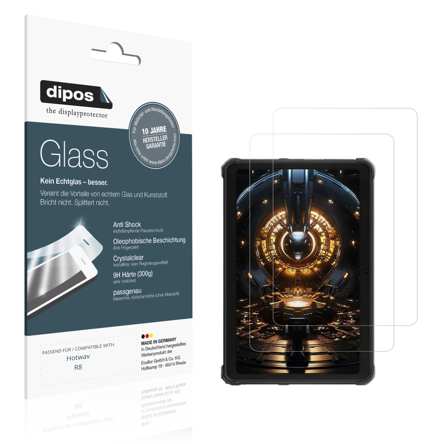 Klare Displayschutzfolie von dipos passend für Hotwav R8, 9H kratzfest und blasenfrei montiert