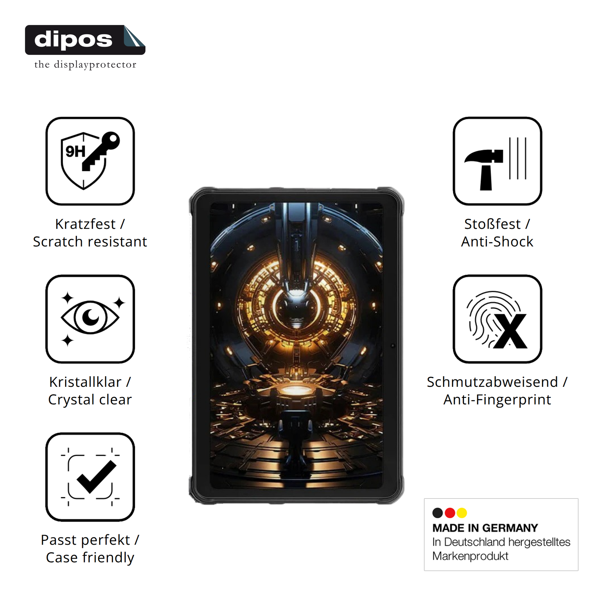 Displayschutz hergestellt in Deutschland, höchste Qualität made in Germany