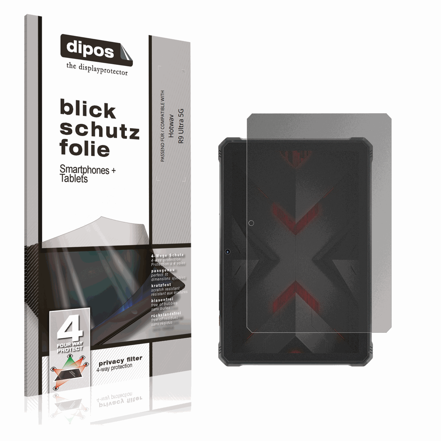 Blickschutzfolie von dipos passend für Hotwav R9 Ultra 5G, präziser Zuschnitt und blasenfrei montiert