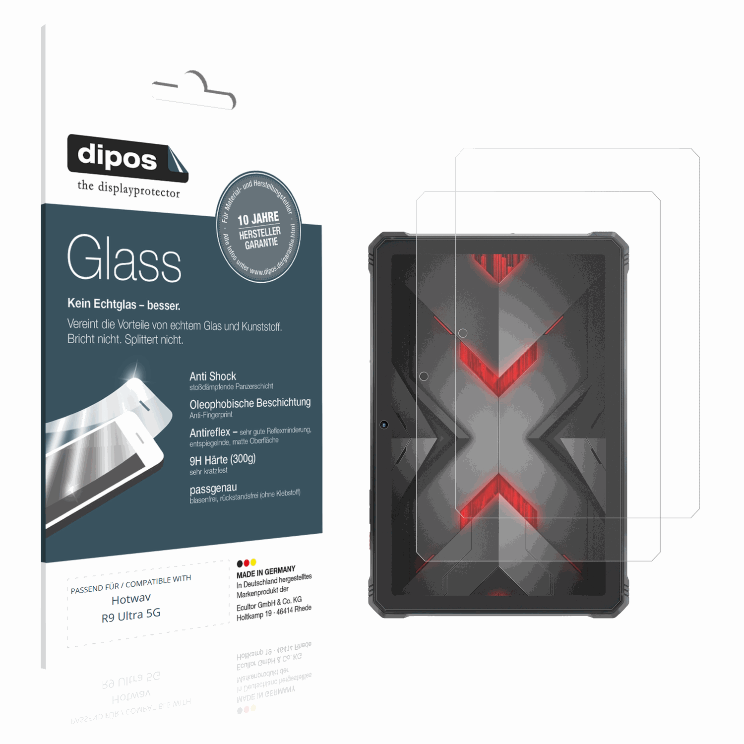 Matte Displayschutzfolie von dipos passend für Hotwav R9 Ultra 5G, 9H kratzfest und blasenfrei montiert