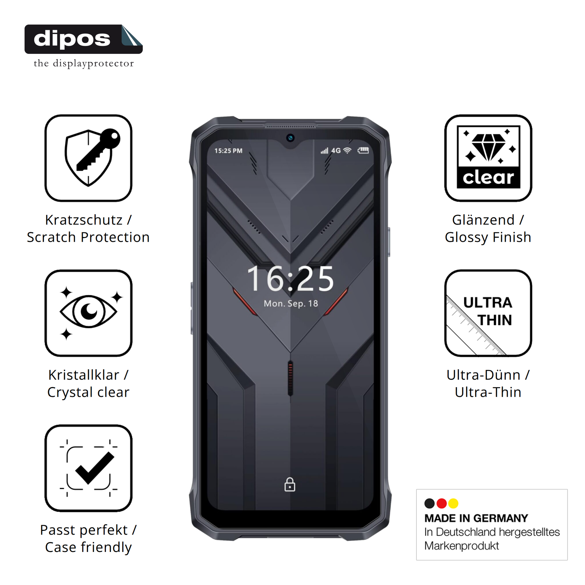 Displayschutz hergestellt in Deutschland, höchste Qualität made in Germany