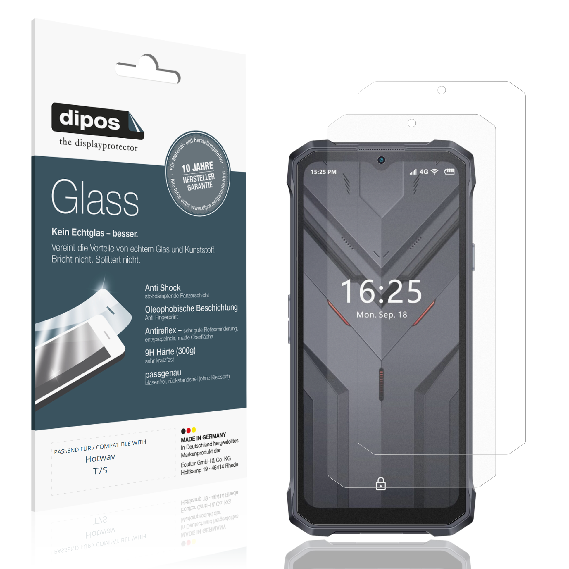Matte Displayschutzfolie von dipos passend für Hotwav T7S, 9H kratzfest und blasenfrei montiert