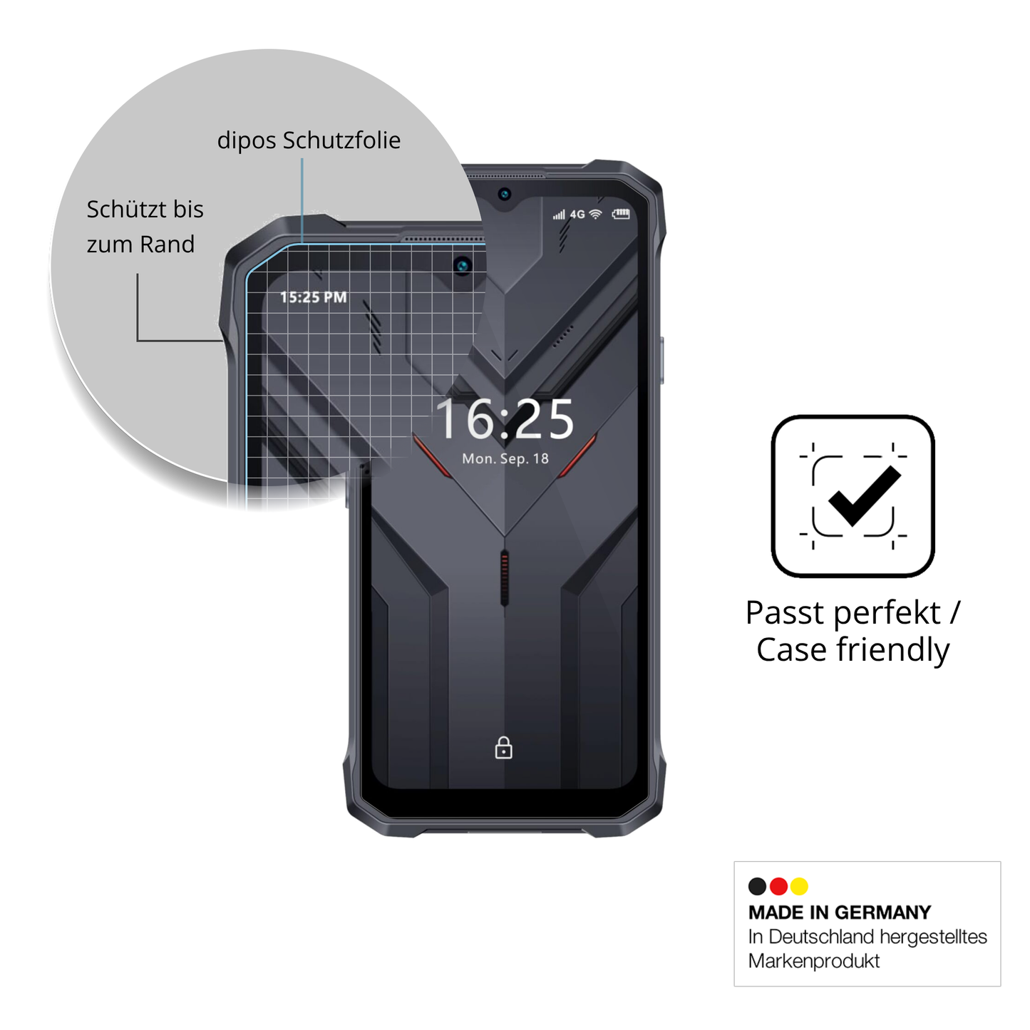 Besonders flexibler Displayschutz mit Anti-Shock-Schicht im Materialmix