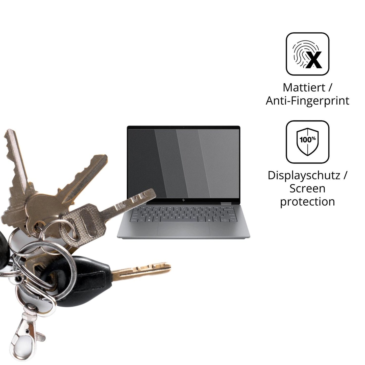 dipos Displayschutz für HP OmniBook X Flip 14-fk0773ng, mattierte Oberfläche, Blickschutzfilter und perfekter Passform