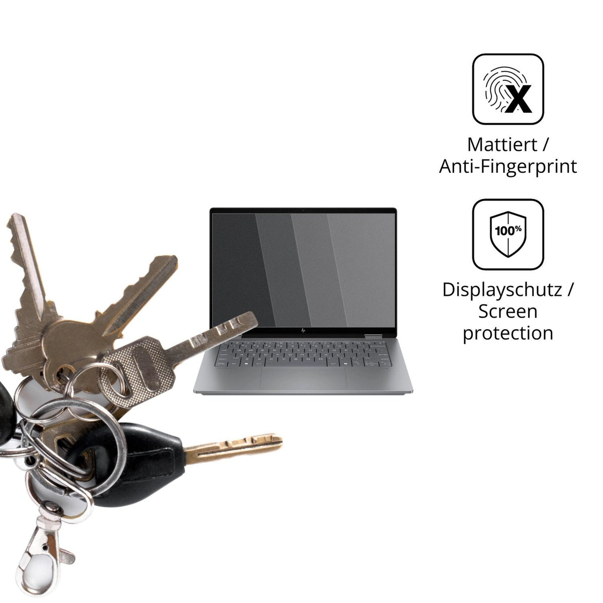dipos Displayschutz für HP OmniBook X Flip 14-fk0773ng, mattierte Oberfläche, Blickschutzfilter und perfekter Passform